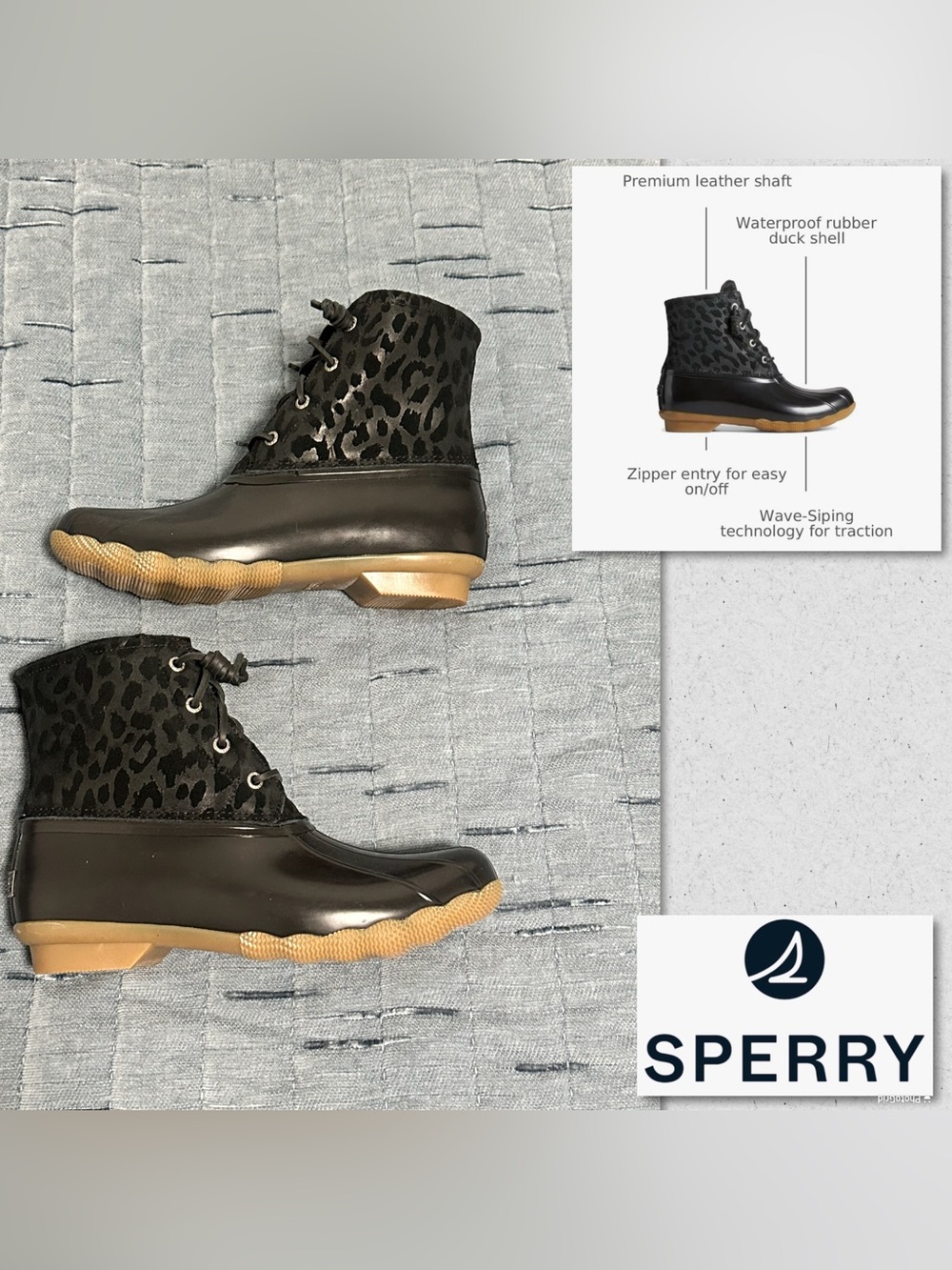 Sperry Cheetah Print Waterproof Duck Boots